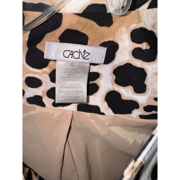 Cache Leopard Trench Coat Womens Size Small Animal Print Y2K Jacket Mob wife - Picture 3 of 3